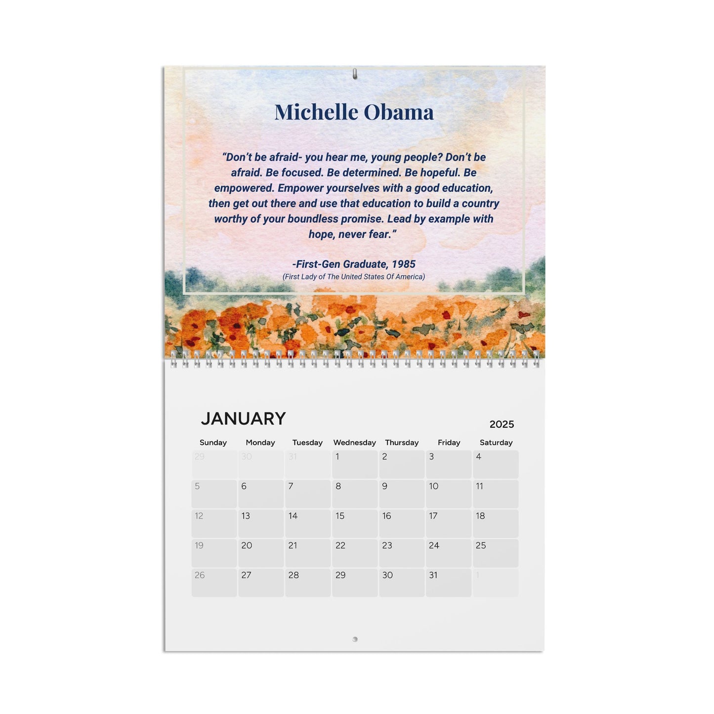 Calendario de primera generación 2025: flores