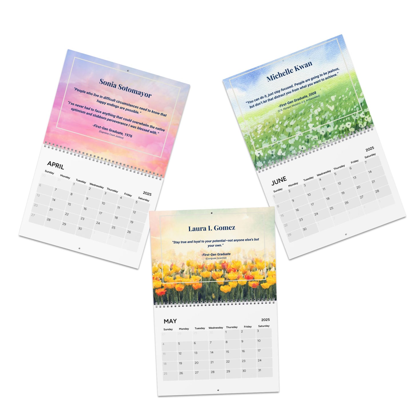 Calendario de primera generación 2025: flores